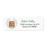 Yorkshire Terrier Hond Eucalyptus Blad Krans Etiket (Voorkant)