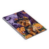 Yorkshire Terriër Hond Halloween Heks en Pompoen Notitieboek (Rechterzijde)