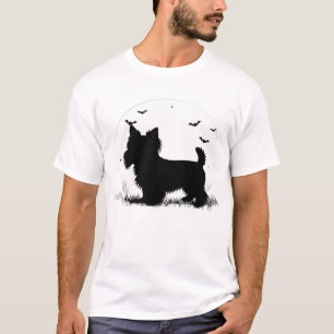 Yorkshire Terrier Hond � Halloween Maan Silhouet T-shirt