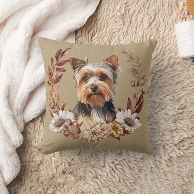 Yorkshire Terrier Hond Herfst krans Kussen (Deken)