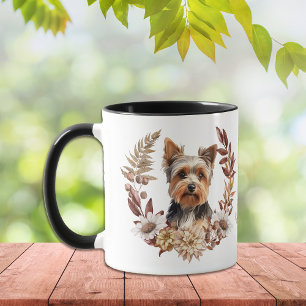Yorkshire Terrier Hond Herfst krans Mok