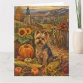 Yorkshire Terrier Hond Herfst Oogst Dankdag Kaart (Voorkant)