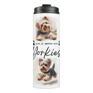 Yorkshire Terrier-hond "Het leven is beter met... Thermosbeker