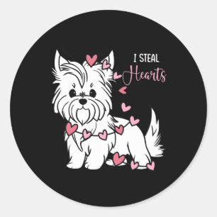 Yorkshire Terrier Hond Ik Steel Hartjes Schattige  Ronde Sticker