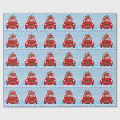 Yorkshire Terrier-hond in auto met kerstman Cadeaupapier (Vlak)