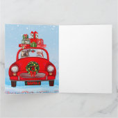 Yorkshire Terrier-hond in auto met kerstman Kaart (Binnen)