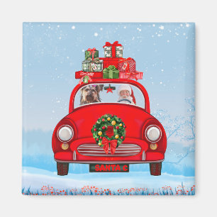 Yorkshire Terrier-hond in auto met kerstman Magneet