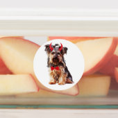 Yorkshire Terrier Hond in Halloween Labels (Aangebracht)