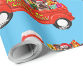 Yorkshire Terrier Hond in Kerst Levering Truck Cadeaupapier (Rol Hoek)