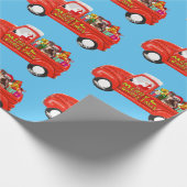 Yorkshire Terrier Hond in Kerst Levering Truck Cadeaupapier (Hoek)