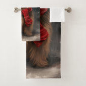 Yorkshire Terrier Hond in Sneeuw Kerstmis Bad Handdoek (Insitu)