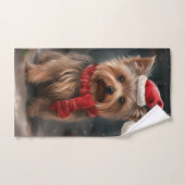 Yorkshire Terrier Hond in Sneeuw Kerstmis Bad Handdoek (Handdoek)
