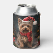 Yorkshire Terrier Hond in Sneeuw Kerstmis Blikjeskoeler (Blikje Voorkant)