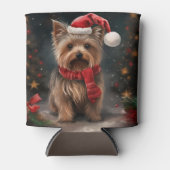 Yorkshire Terrier Hond in Sneeuw Kerstmis Blikjeskoeler (Voorkant)
