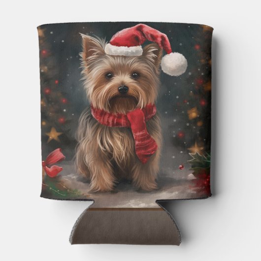 Yorkshire Terrier Hond in Sneeuw Kerstmis Blikjeskoeler (Achterkant)