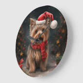 Yorkshire Terrier Hond in Sneeuw Kerstmis Grote Klok (Hoek)