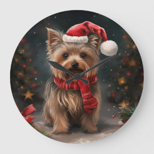 Yorkshire Terrier Hond in Sneeuw Kerstmis Grote Klok