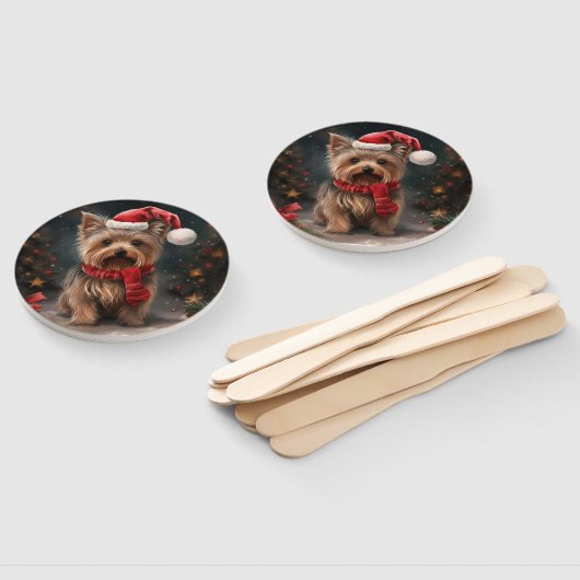 Yorkshire Terrier Hond in Sneeuw Kerstmis Handwaaier (Niet-gemonteerd)