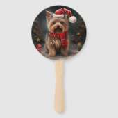 Yorkshire Terrier Hond in Sneeuw Kerstmis Handwaaier (Voorkant)