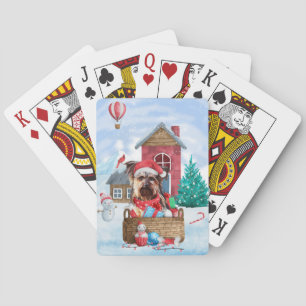 Yorkshire Terrier-hond in sneeuw Kerstmis Hondenho Pokerkaarten