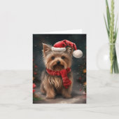 Yorkshire Terrier Hond in Sneeuw Kerstmis Kaart (Voorkant)