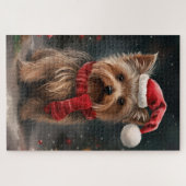 Yorkshire Terrier Hond in Sneeuw Kerstmis Legpuzzel (Horizontaal)