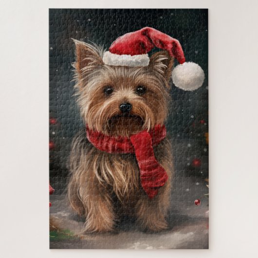 Yorkshire Terrier Hond in Sneeuw Kerstmis Legpuzzel (Verticaal)