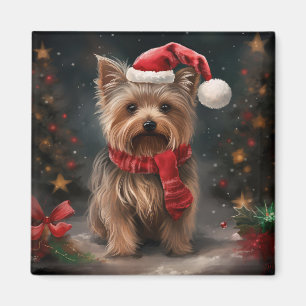 Yorkshire Terrier Hond in Sneeuw Kerstmis Magneet