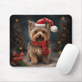 Yorkshire Terrier Hond in Sneeuw Kerstmis Muismat (Met muis)