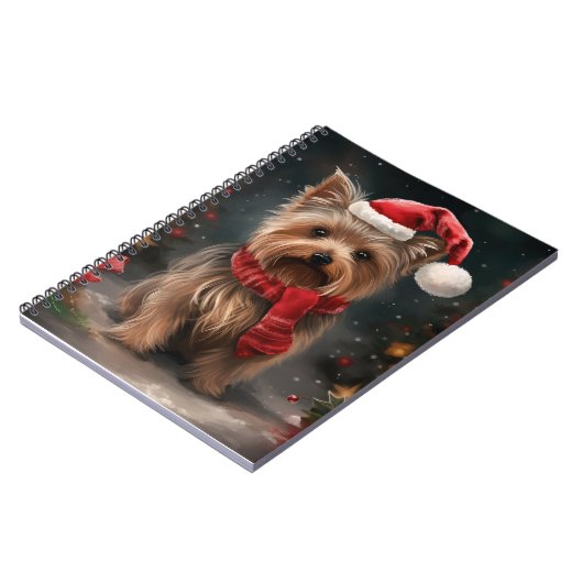 Yorkshire Terrier Hond in Sneeuw Kerstmis Notitieboek (Linkerzijde)