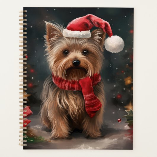Yorkshire Terrier Hond in Sneeuw Kerstmis Planner (Voorkant)