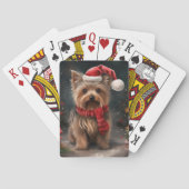 Yorkshire Terrier Hond in Sneeuw Kerstmis Pokerkaarten (Achterkant)