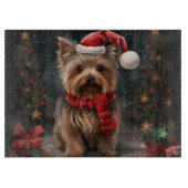 Yorkshire Terrier Hond in Sneeuw Kerstmis Snijplank (Voorkant)