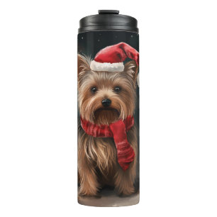 Yorkshire Terrier Hond in Sneeuw Kerstmis Thermosbeker