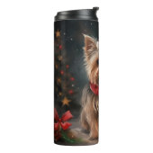 Yorkshire Terrier Hond in Sneeuw Kerstmis Thermosbeker (Gedraaid links)