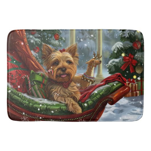 Yorkshire Terrier Hond Kerst Feestelijk Badmat (Voorkant)