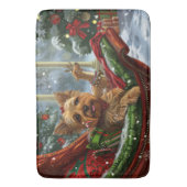Yorkshire Terrier Hond Kerst Feestelijk Badmat (Voorkant Verticaal)