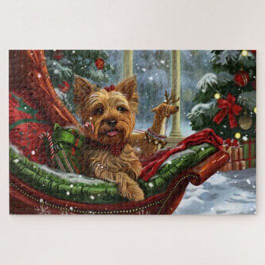 Yorkshire Terrier Hond Kerst Feestelijk Legpuzzel (Horizontaal)