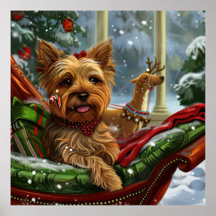 Yorkshire Terrier Hond Kerst Feestelijk Poster