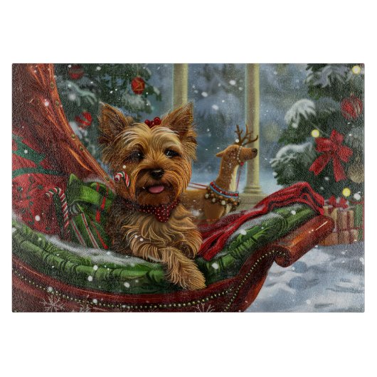 Yorkshire Terrier Hond Kerst Feestelijk Snijplank (Voorkant)