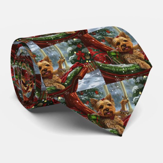 Yorkshire Terrier Hond Kerst Feestelijk Stropdas (Opgerold)