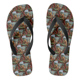 Yorkshire Terrier Hond Kerst Feestelijk Teenslippers