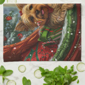 Yorkshire Terrier Hond Kerst Feestelijk Theedoek (Gevouwen)