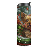 Yorkshire Terrier Hond Kerst Feestelijk Thermosbeker (Gedraaid links)