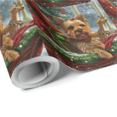 Yorkshire Terrier Hond Kerst Festief Cadeaupapier (Rol Hoek)