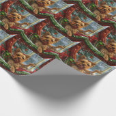 Yorkshire Terrier Hond Kerst Festief Cadeaupapier (Hoek)