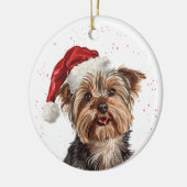 Yorkshire Terrier hond Kerst Persoonlijk Keramisch Ornament (Links)