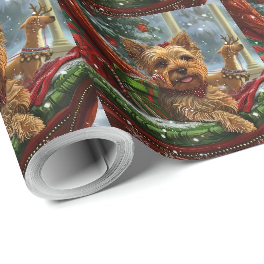 Yorkshire Terrier Hond Kerstfeest Cadeaupapier (Rol Hoek)