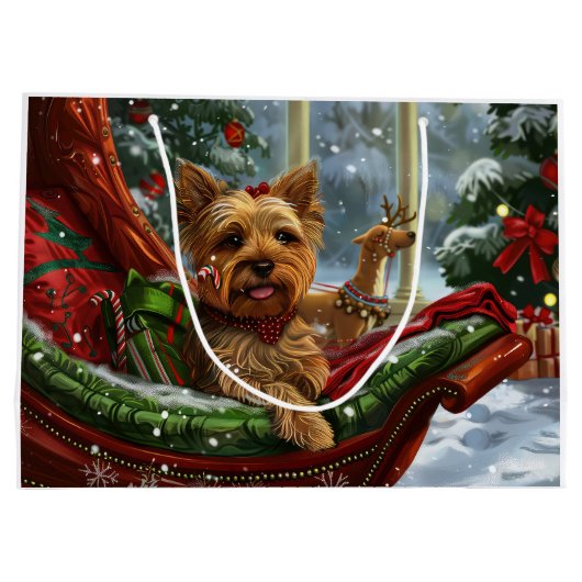 Yorkshire Terrier Hond Kerstfeest Groot Cadeauzakje (Achterkant)