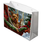 Yorkshire Terrier Hond Kerstfeest Groot Cadeauzakje (Achterkant Gekanteld)